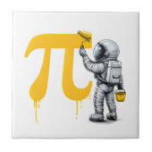 Coole astronaut schildert Pi symbool Pi-dag  Tegeltje (Voorkant)