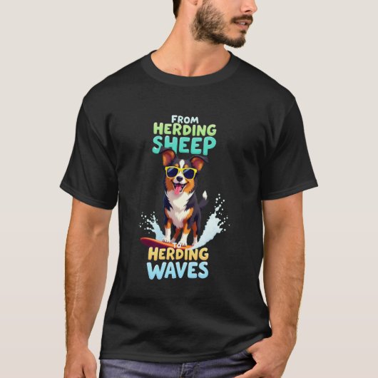 Coole Australian Shepherd Surfhond T-shirt (Voorkant)