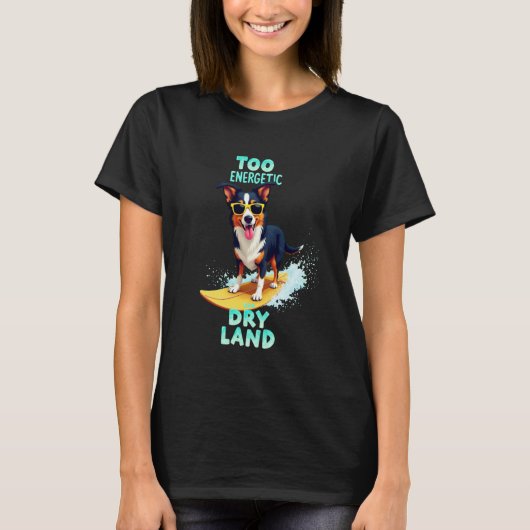 Coole Australische herder surfhond T-shirt (Voorkant)