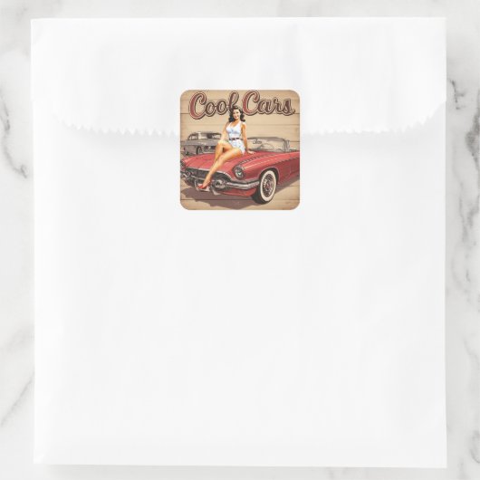 Coole Auto's Vierkante Sticker (Tas)