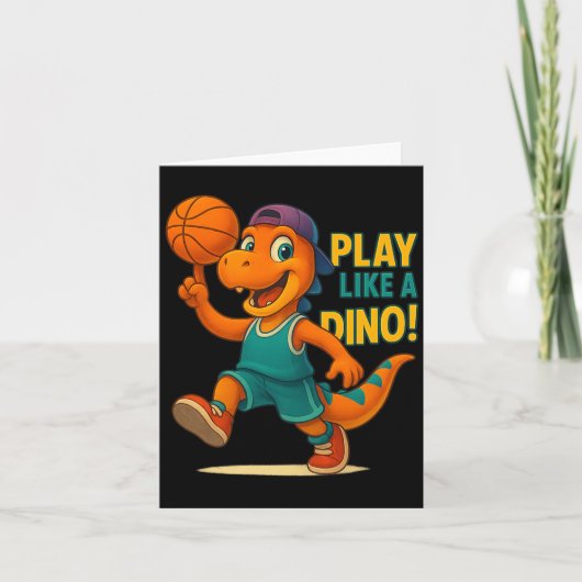 Coole Basketbal Dinosaurus Speler Grappige Sport D Kaart (Voorkant)