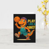 Coole Basketbal Dinosaurus Speler Grappige Sport D Kaart (Gele Bloem)