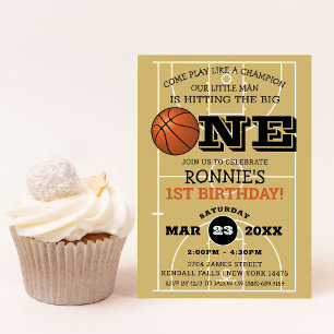 Coole Basketbal Kids 1e Verjaardagsfeestje Kaart