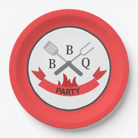coole bbq woordkunst papieren bordje (Voorkant)