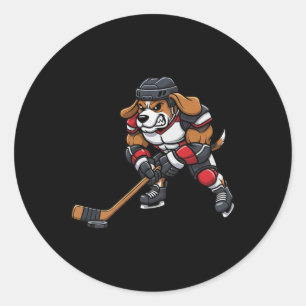 Coole Beagle Hond IJshockey Speler Team Ronde Sticker