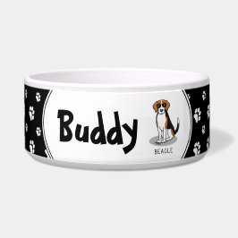 Coole Beagle met Zonnebril (driekleurig 3) Grappig Voerbakje