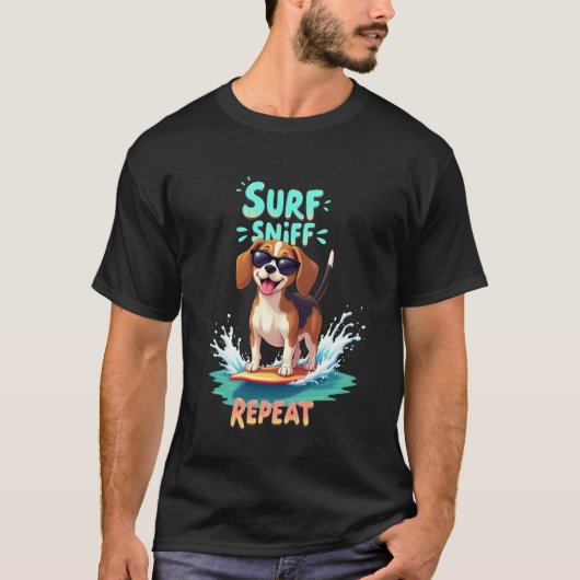 Coole Beagle Surfende Hond T-shirt (Voorkant)