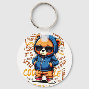 Coole Beer in Hoody en Zonnebril Sleutelhanger