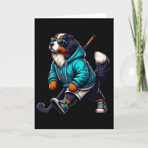 Coole Berner Sennenhond Hockeyspeler In Hoodie  Kaart