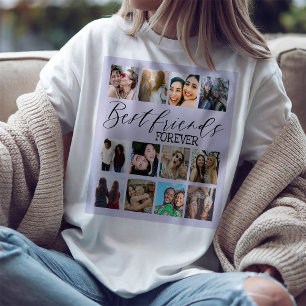 Coole beste vrienden paarse fotocollage t-shirt