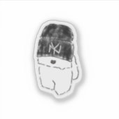 Coole Bichon Frise Puppy met Zwarte Mutse Sticker (Voorkant)