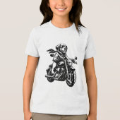 Coole Bikerhond op een Motorfiets Tri-Blend Shirt (Voorkant)