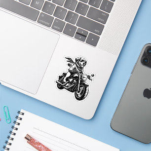 Coole Bikerhond rijdt op een Motorfiets Sticker