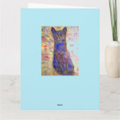 coole blauwe kat blije verjaardag kaart (Achterkant)