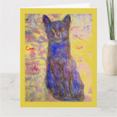 coole blauwe kat blije verjaardag kaart (Voorkant)
