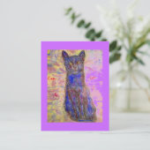 coole blauwe kat briefkaart (Staand voorkant)