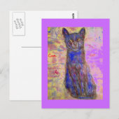 coole blauwe kat briefkaart (Voorkant / Achterkant)
