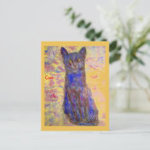 coole blauwe kat briefkaart (Staand voorkant)
