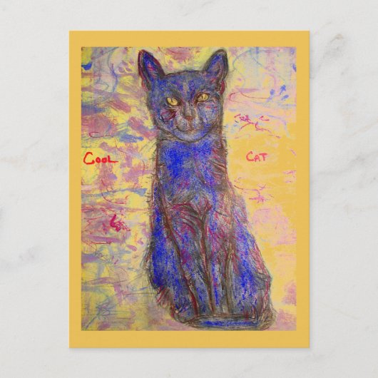 coole blauwe kat briefkaart (Voorkant)