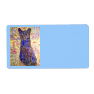 coole blauwe kat etiket