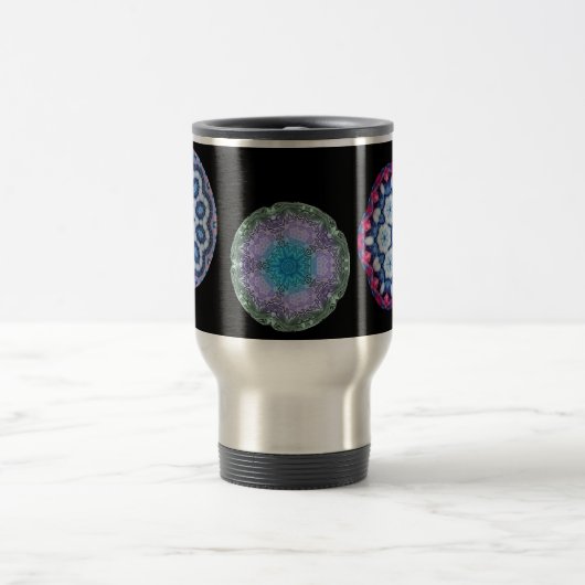 coole blauwe n roze kaleidoscoop reismok ... reisbeker (Center)