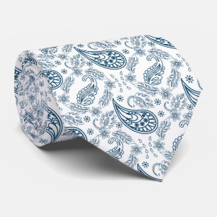 coole blauwe witte paisley betegeld patroon stropd stropdas