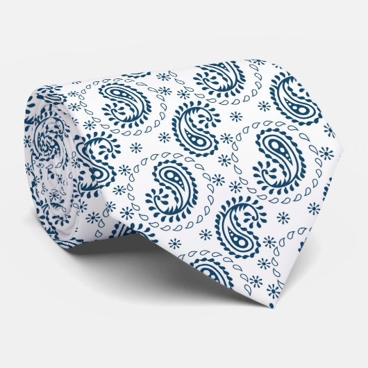 coole blauwe witte paisley betegeld patroon stropd stropdas (Opgerold)