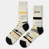 coole boho midden eeuw moderne jouw naam sokken (Links)