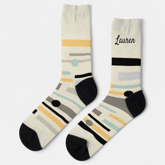 coole boho midden eeuw moderne jouw naam sokken (Links)