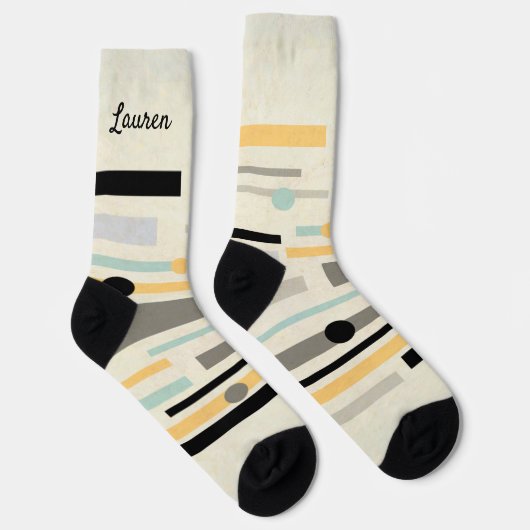 coole boho midden eeuw moderne jouw naam sokken (Rechts)