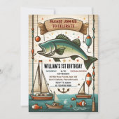 coole boot schattige jongen Fish ofishally een 1e  Kaart (Voorkant)