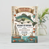 coole boot schattige jongen Fish ofishally een 1e  Kaart (Staand voorkant)