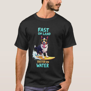 Coole Border Collie Surfende Hond T-shirt