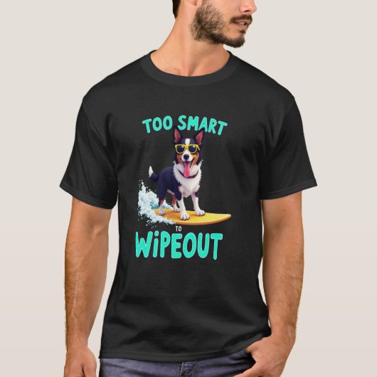 Coole Border Collie Surfende Hond T-shirt (Voorkant)