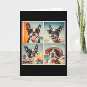 Coole Boston Terrier Sungles Honden Zomer Vakantie Kaart
