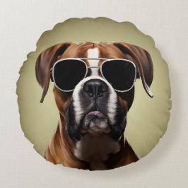 Coole Boxer Hond Rond Kussen