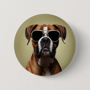 Coole Boxer Hond Ronde Button 5,7 Cm