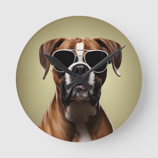 Coole Boxer Hond Ronde Klok (Voorkant)