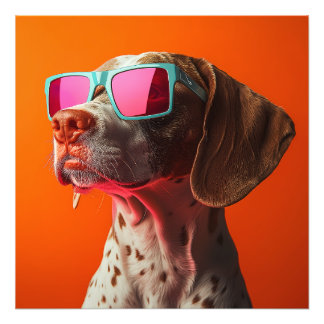 Coole Bracco italiano hond met zonnebril Foto Afdruk