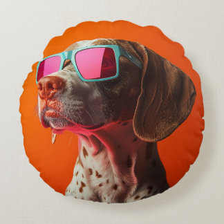 Coole bracco italiano hond met zonnebril rond kussen