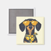 Coole bril voor Dachshund-hond citroenen Magneet (Voorkant / Achterkant)
