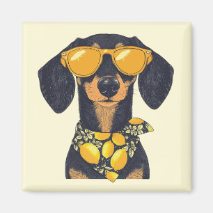 Coole bril voor Dachshund-hond citroenen Magneet