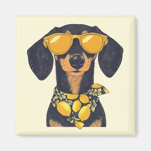 Coole bril voor Dachshund-hond citroenen Magneet (Voorkant)