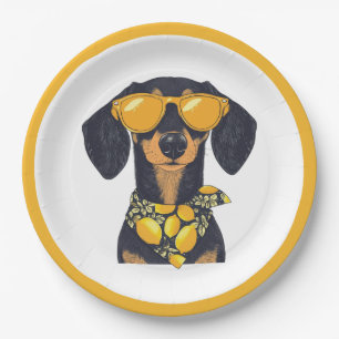 Coole bril voor dachshund-hond citroenen papieren bordje