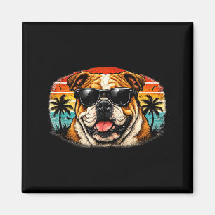 Coole bulldog retro zonsondergang zomer vibes vint magneet