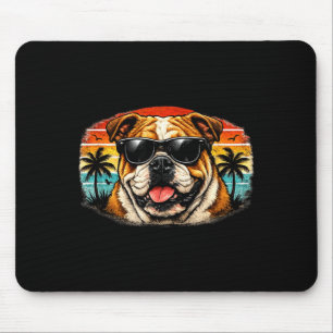 Coole bulldog retro zonsondergang zomer vibes vint muismat