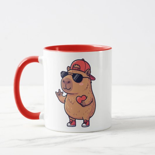 Coole Capybara ASL I Love You Gebaar Valentijn Mok (Links)