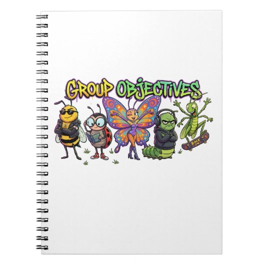 Coole Cartoon Bug Squad Graffiti - Groepsdoelstell Notitieboek (Voorkant)