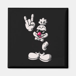 Coole Cartoon Kip Retro Haan Rock Hand Gebaar Magneet