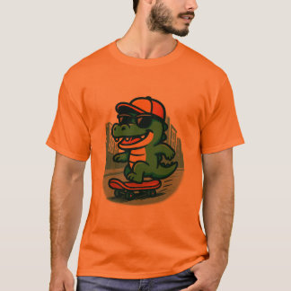 Coole Cartoon Krokodil Skateboarden T-shirt